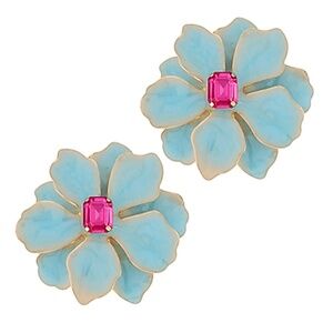 Big Flower Color Coated Earrings